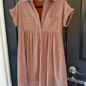 Mikarose Striped Midi Dress - Brown and White